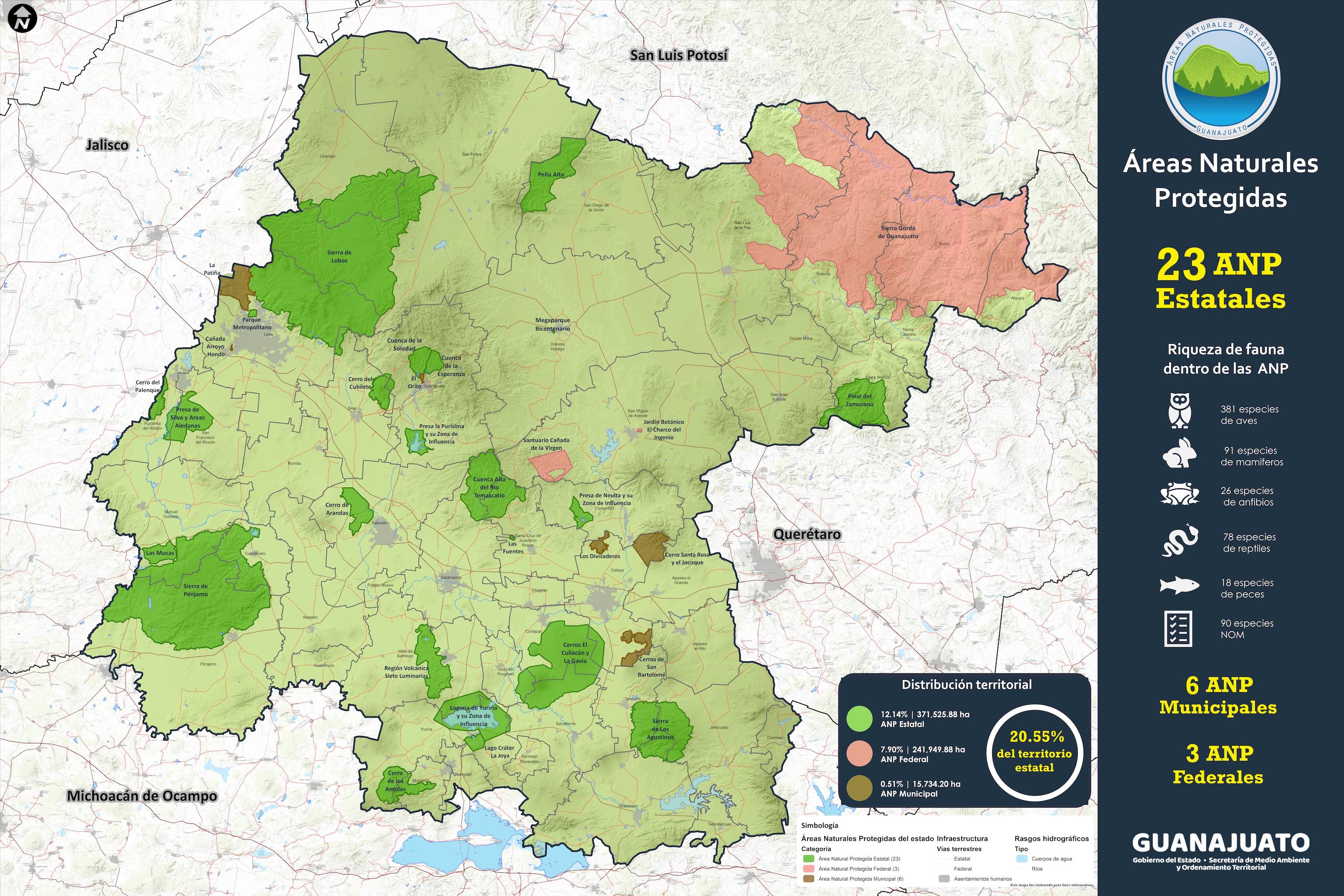 Mapa de las Áreas Naturales Protegidas de Guanajuato